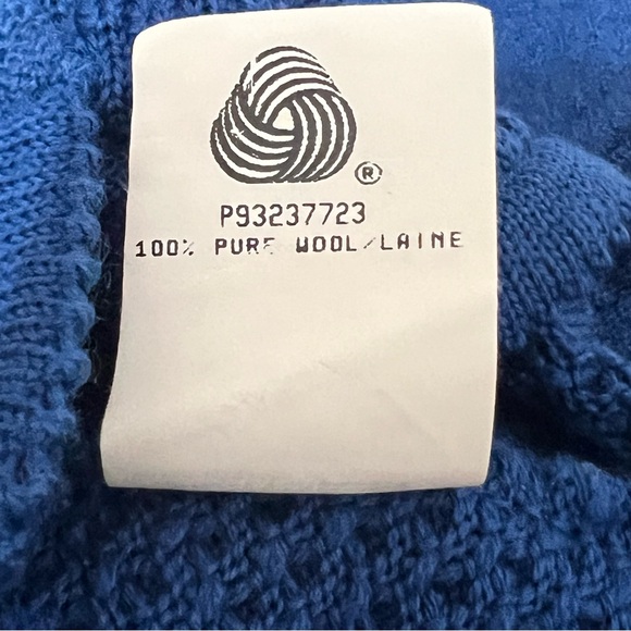 Geiger Collections Royal Blue Mixed Pattern Wool Sweater Cardigan Vintage Chic - Picture 9 of 12